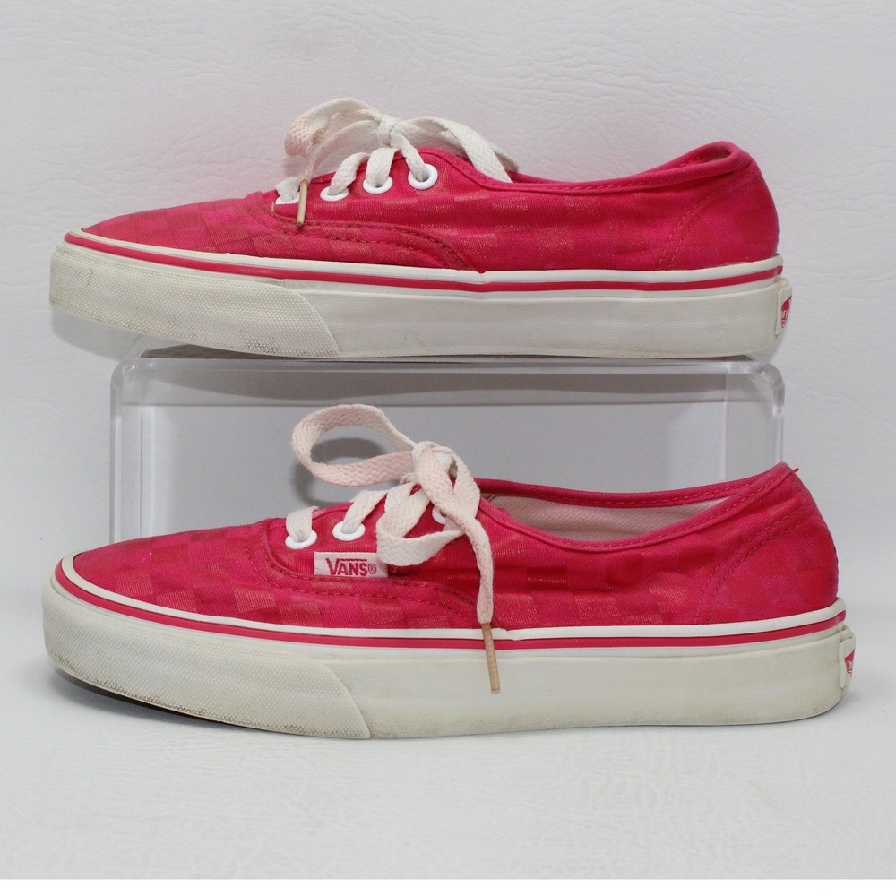 Vans Authentic Pink‎ Tonal Checkerboard Canvas Skate Shoes Mens 5 Womens 6.5